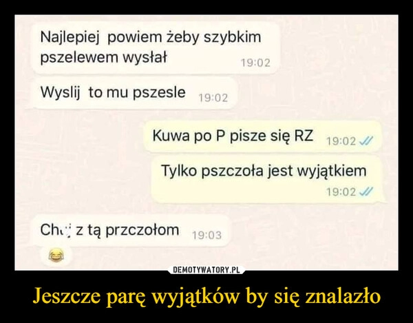 
    Jeszcze parę wyjątków by się znalazło