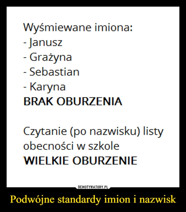 
    Podwójne standardy imion i nazwisk