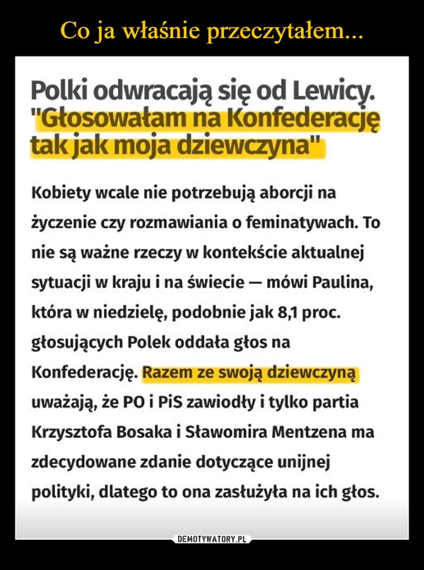 
    Co ja właśnie przeczytałem...