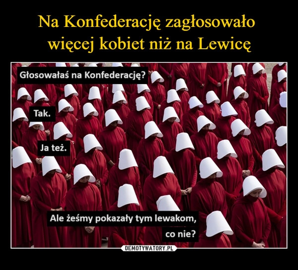 
    Na Konfederację zagłosowało 
więcej kobiet niż na Lewicę