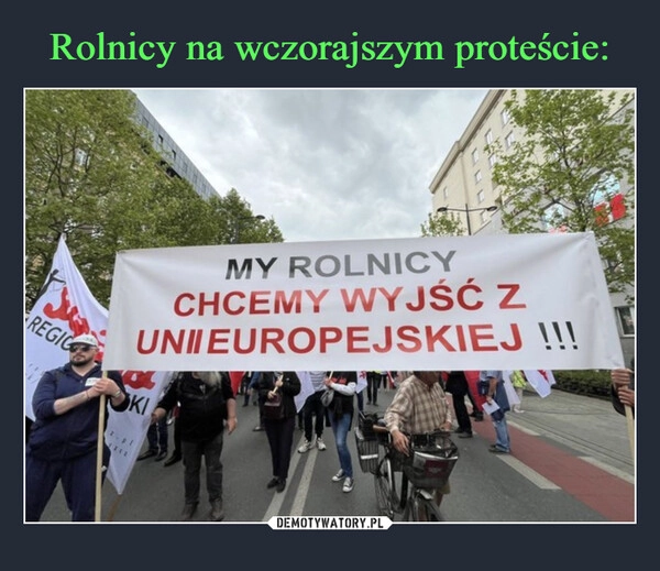 
    Rolnicy na wczorajszym proteście: