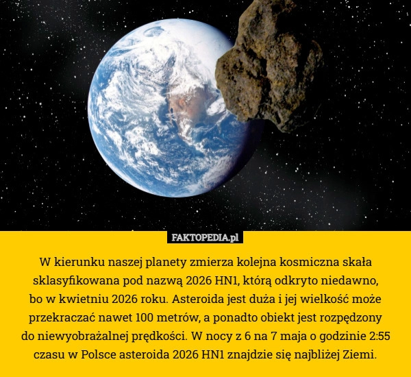 
    W kierunku naszej planety zmierza kolejna kosmiczna skała sklasyfikowana