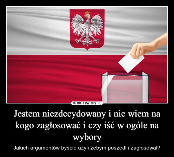 
    Jestem niezdecydowany i nie wiem na kogo zagłosować i czy iść w ogóle na wybory