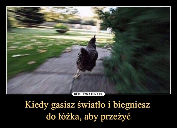 
    Kiedy gasisz światło i biegniesz 
do łóżka, aby przeżyć