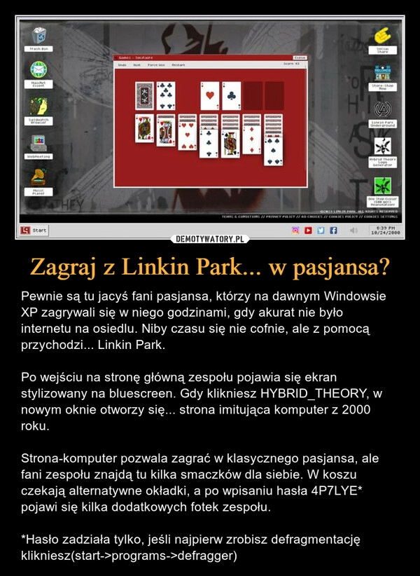 
    Zagraj z Linkin Park... w pasjansa?