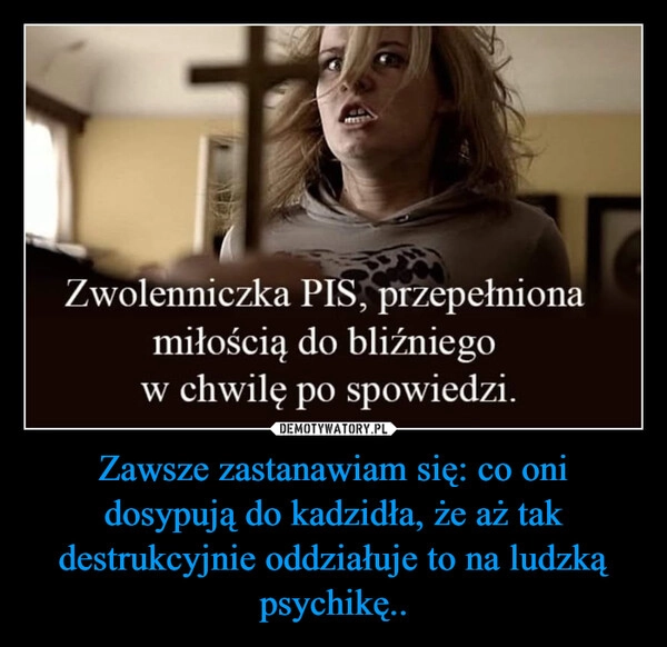 
    Zawsze zastanawiam się: co oni dosypują do kadzidła, że aż tak destrukcyjnie oddziałuje to na ludzką psychikę..