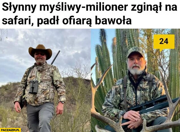 
    Słynny myśliwy milioner zginał na safari padł ofiarą bawoła