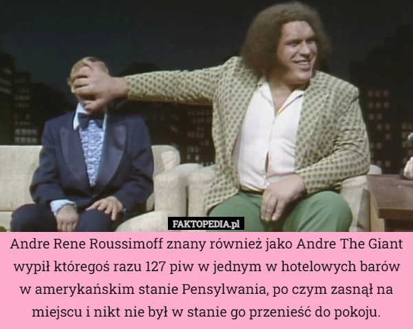 
    Andre Rene Roussimoff znany również jako Andre The Giant wypił któregoś