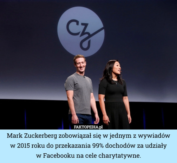 
    Mark Zuckerberg zobowiązał się w jednym z wywiadów w 2015 roku do przekazania...