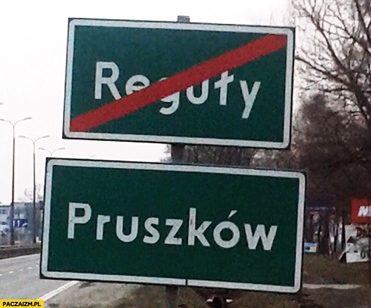 
    Pruszków tablica miejscowości kończą się reguły