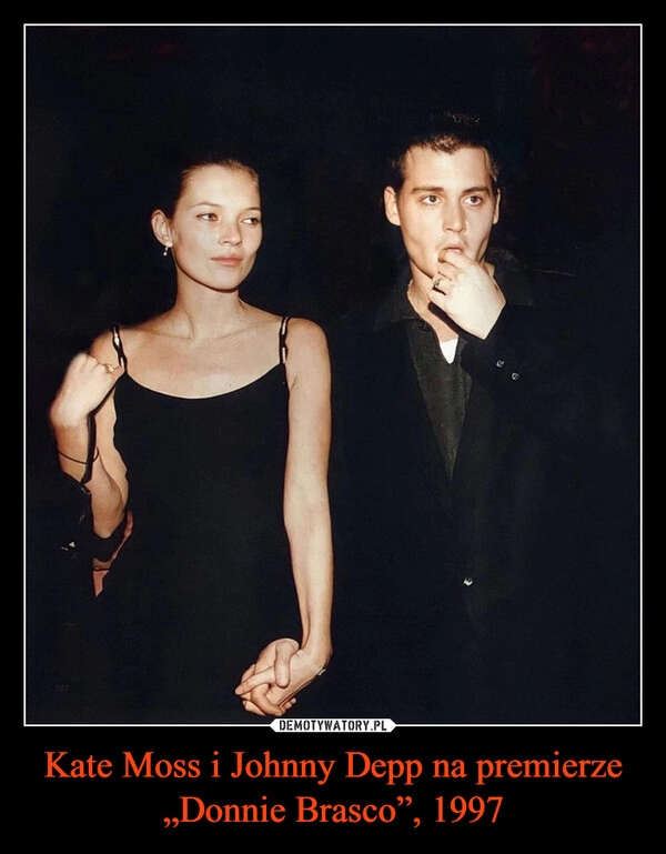 
    Kate Moss i Johnny Depp na premierze „Donnie Brasco”, 1997