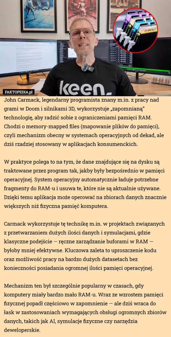 
    John Carmack, legendarny programista znany m.in. z pracy nad grami w Doom