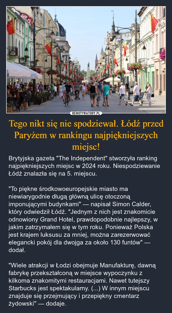 
    Tego nikt się nie spodziewał. Łódź przed Paryżem w rankingu najpiękniejszych miejsc!