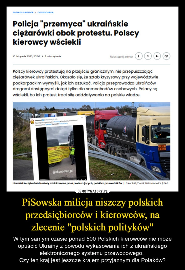 
    PiSowska milicja niszczy polskich przedsiębiorców i kierowców, na zlecenie "polskich polityków"