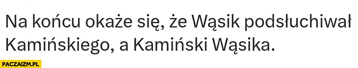 
    Na końcu okaże się, że Wąsik podsłuchiwał Kamińskiego a Kamiński Wąsika