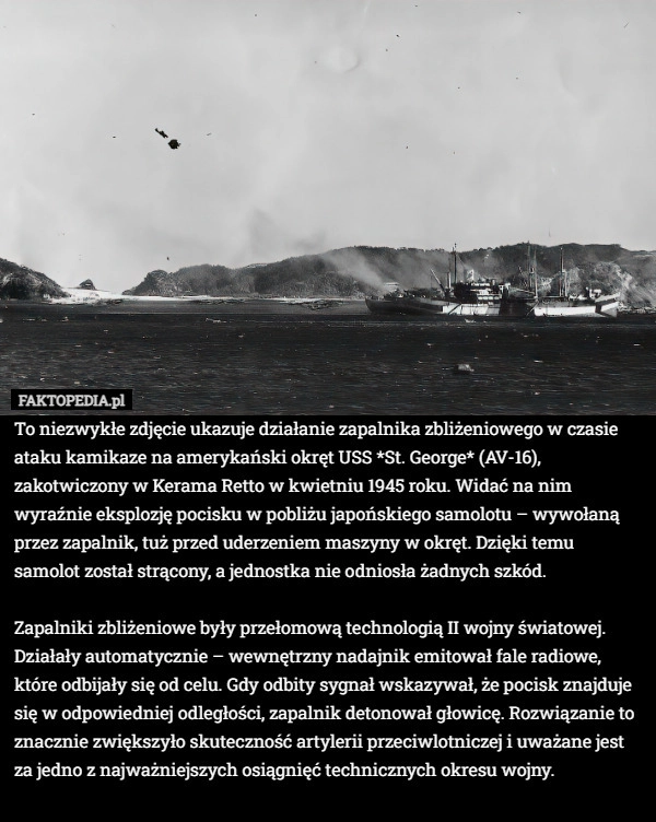 
    To niezwykłe zdjęcie ukazuje działanie zapalnika zbliżeniowego w czasie