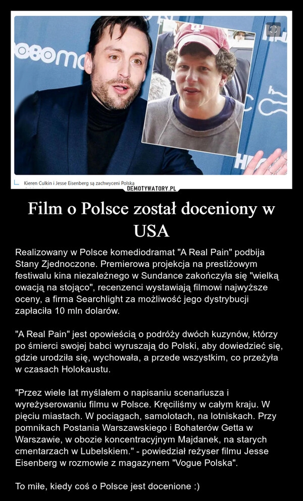 
    Film o Polsce został doceniony w USA