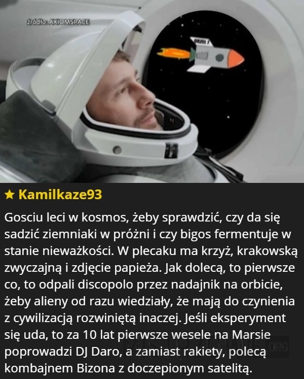 
    Pierwsze zdjęcia Polaka z kosmosu