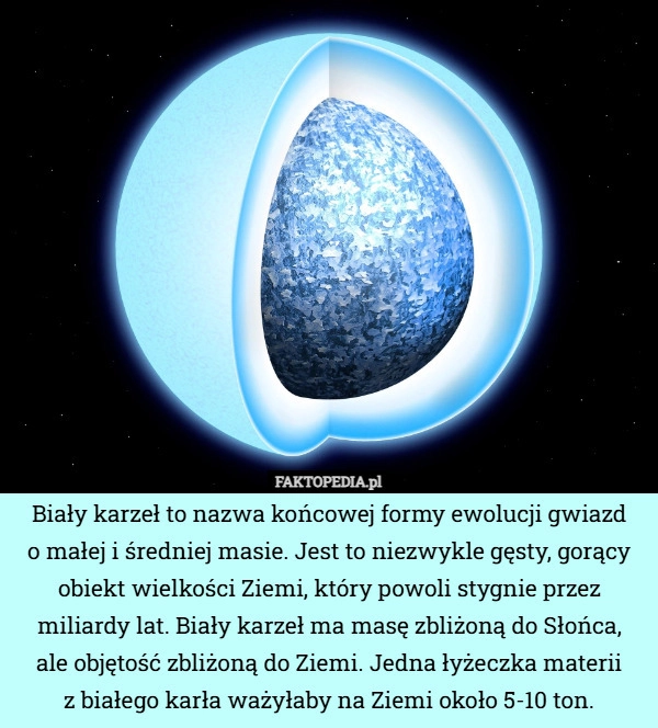 
    Biały karzeł to nazwa końcowej formy ewolucji gwiazd
o małej i średniej