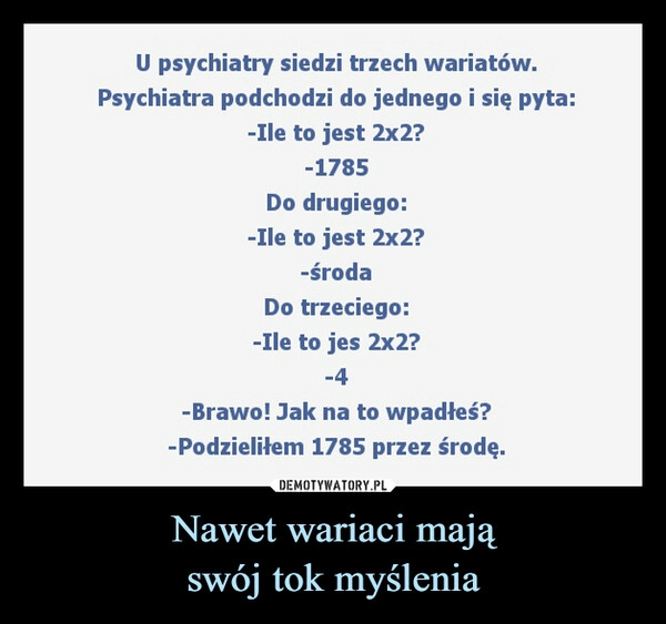 
    Nawet wariaci mają
swój tok myślenia