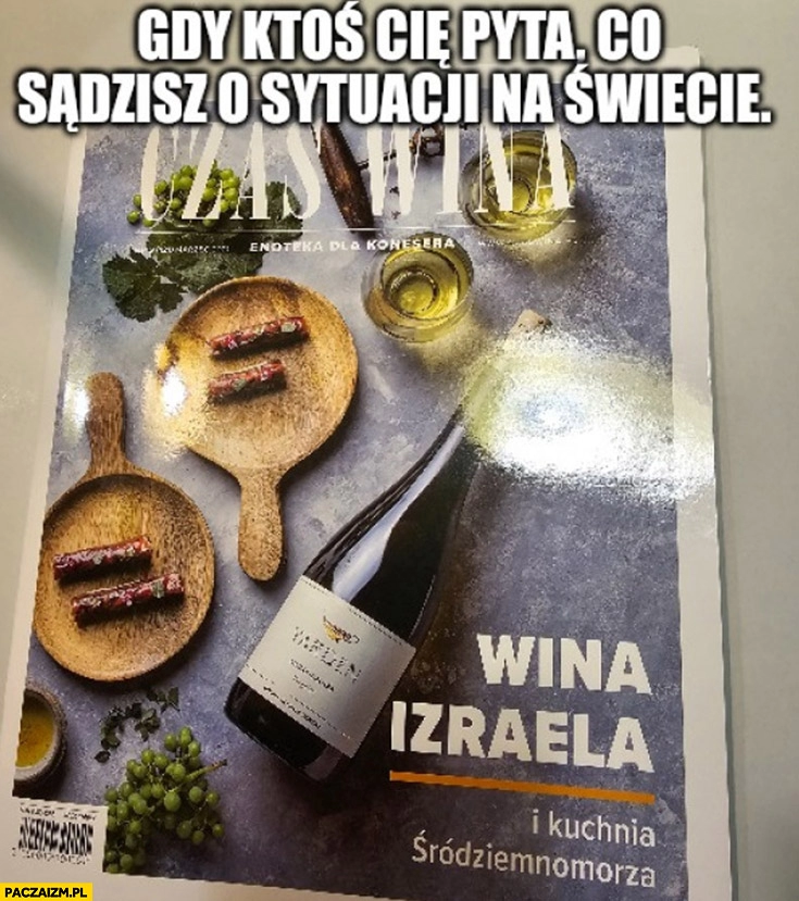 
    Gdy ktoś Cię pyta co sądzisz o sytuacji na świecie wina Izraela