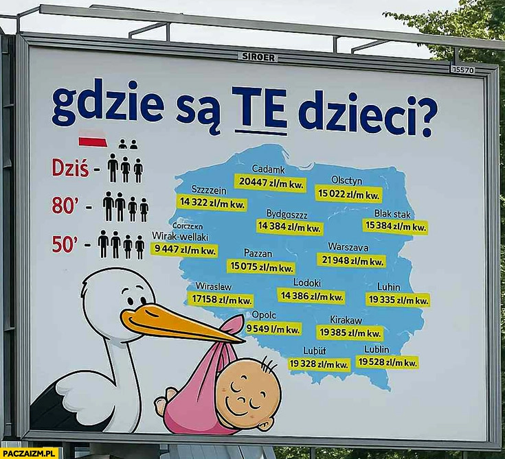 
    Gdzie są te dzieci, nie ma bo ceny mieszkań billboard reklama