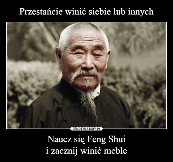 
    Przestańcie winić siebie lub innych Naucz się Feng Shui
i zacznij winić meble