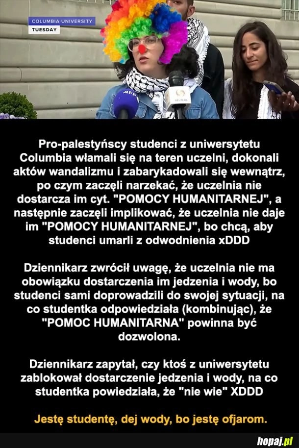 
    Pro-palestyńscy studenci dokonujący aktów wandalizmu identyfikują się jako ofiary wojny XD