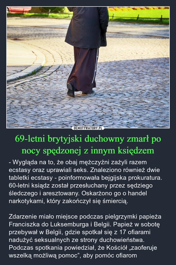 
    69-letni brytyjski duchowny zmarł po nocy spędzonej z innym księdzem