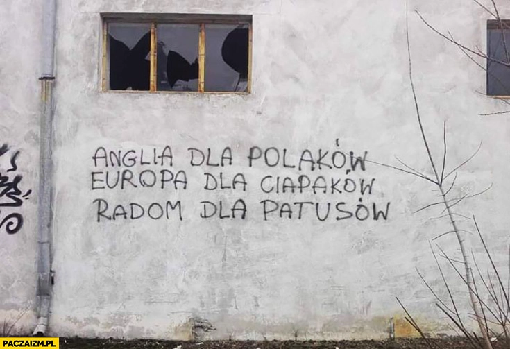 
    Anglia dla Polaków, Europa dla ciapaków, Radom dla patusów napis na murze