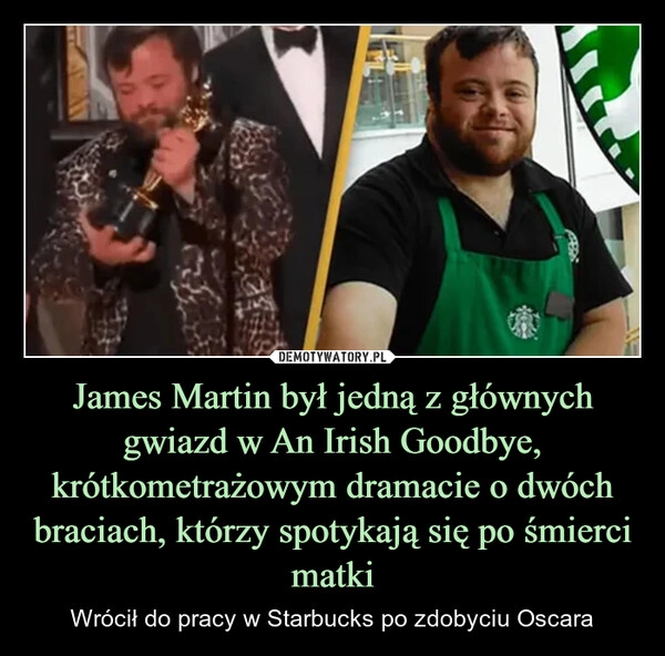 
    James Martin był jedną z głównych gwiazd w An Irish Goodbye, krótkometrażowym dramacie o dwóch braciach, którzy spotykają się po śmierci matki