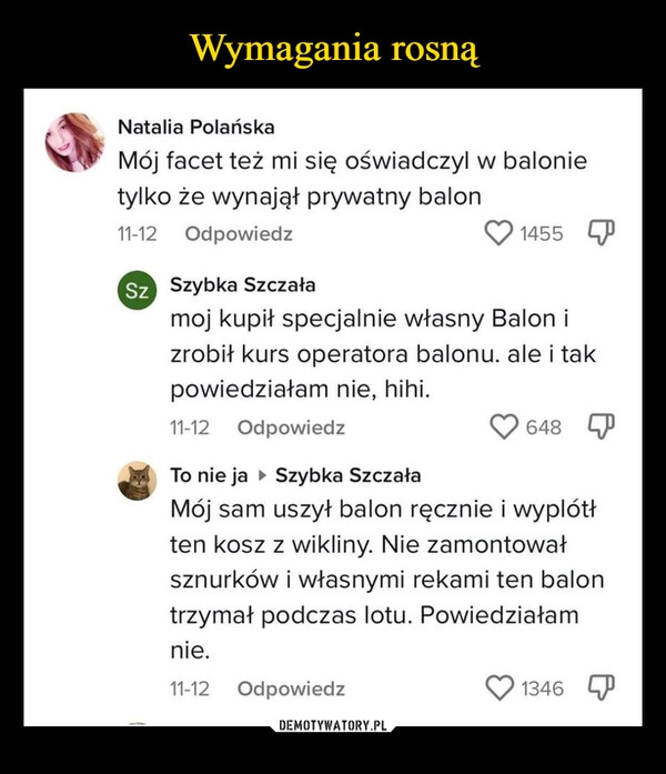 
    Wymagania rosną