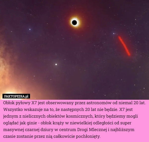 
    Obłok pyłowy X7 jest obserwowany przez astronomów od niemal 20 lat. Wszystko