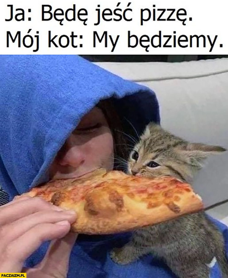 
    Ja będę jeść pizzę, mój kot: my będziemy jeść pizzę