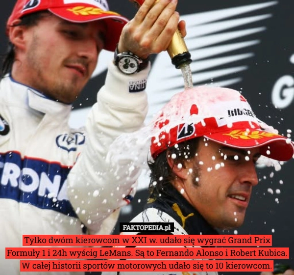 
    Tylko dwóm kierowcom w XXI w. udało się wygrać Grand Prix Formuły 1 i 24h