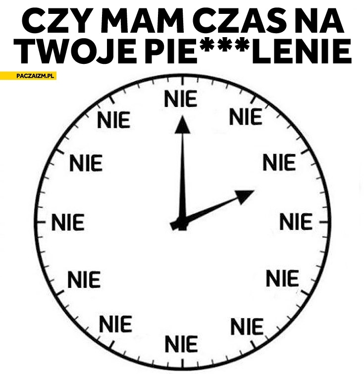 
    Czy mam czas na Twoje pierdolenie? nie