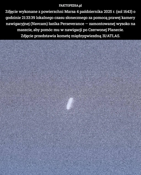 
    Zdjęcie wykonane z powierzchni Marsa 4 października 2025 r. (sol 1643) o