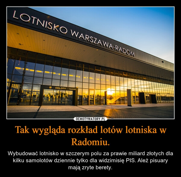 
    Tak wygląda rozkład lotów lotniska w Radomiu.