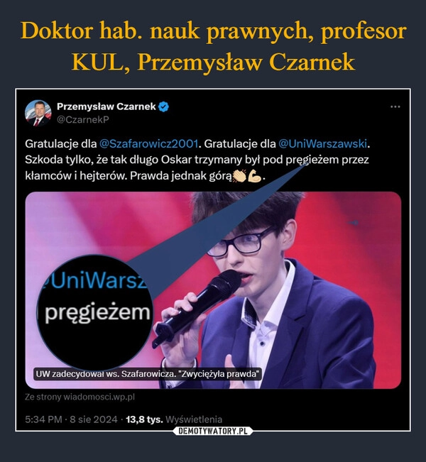 
    Doktor hab. nauk prawnych, profesor KUL, Przemysław Czarnek