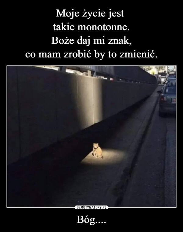 
    Moje życie jest 
takie monotonne.
Boże daj mi znak,
co mam zrobić by to zmienić. Bóg....