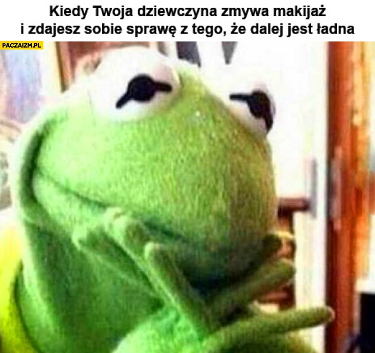 Kiedy Twoja dziewczyna zmywa makijaż i zdajesz sobie sprawę z tego że dalej jest ładna kermit