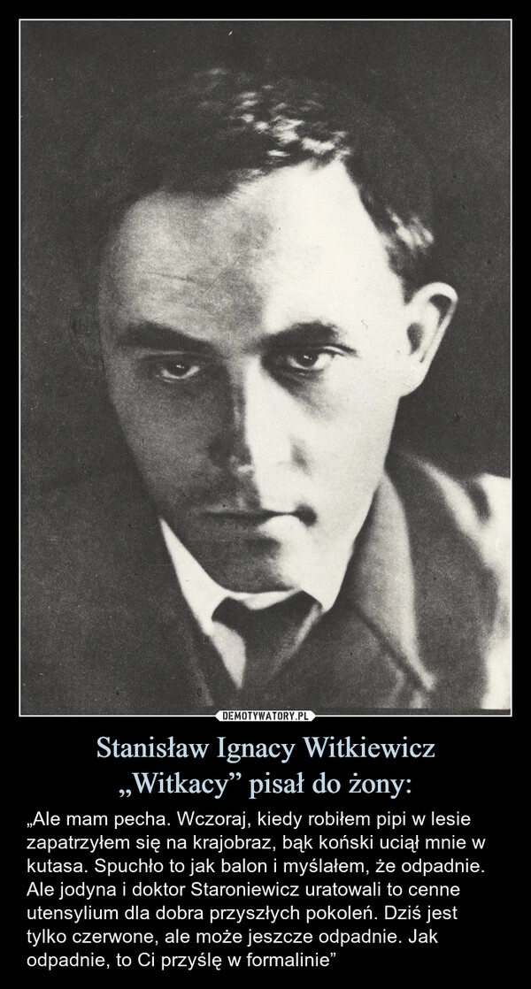 
    Stanisław Ignacy Witkiewicz
„Witkacy” pisał do żony: