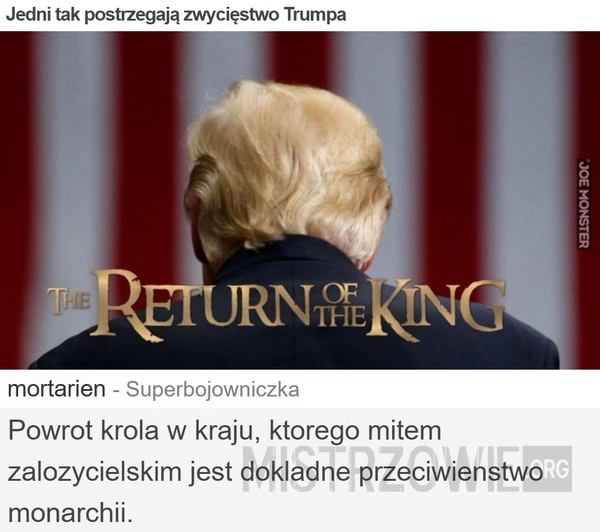 
    Jedni tak postrzegają zwycięstwo Trumpa