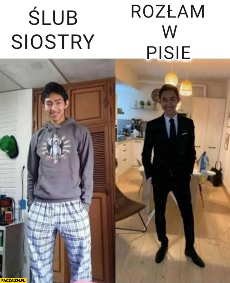 Ślub siostry w dresie rozłam w PiSie garnitur