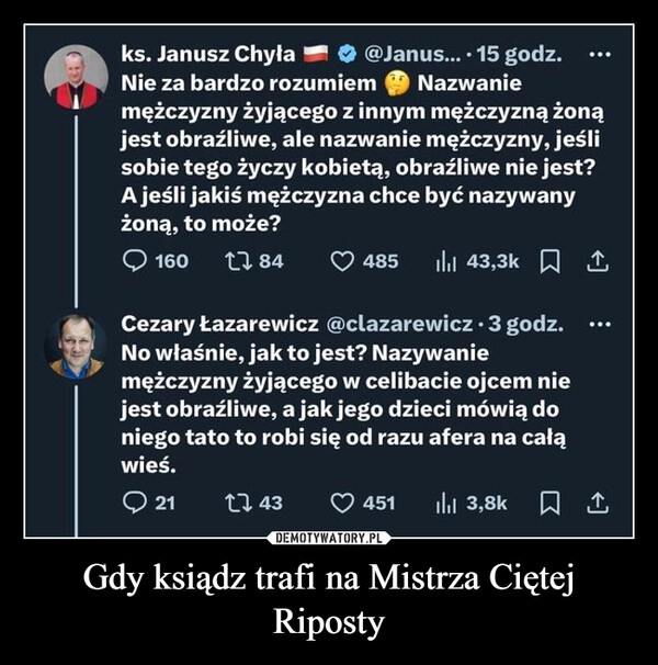 
    Gdy ksiądz trafi na Mistrza Ciętej Riposty