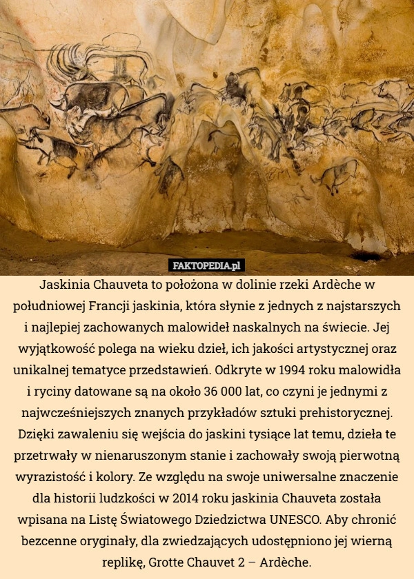 
    Jaskinia Chauveta to położona w dolinie rzeki Ardèche w południowej Francji