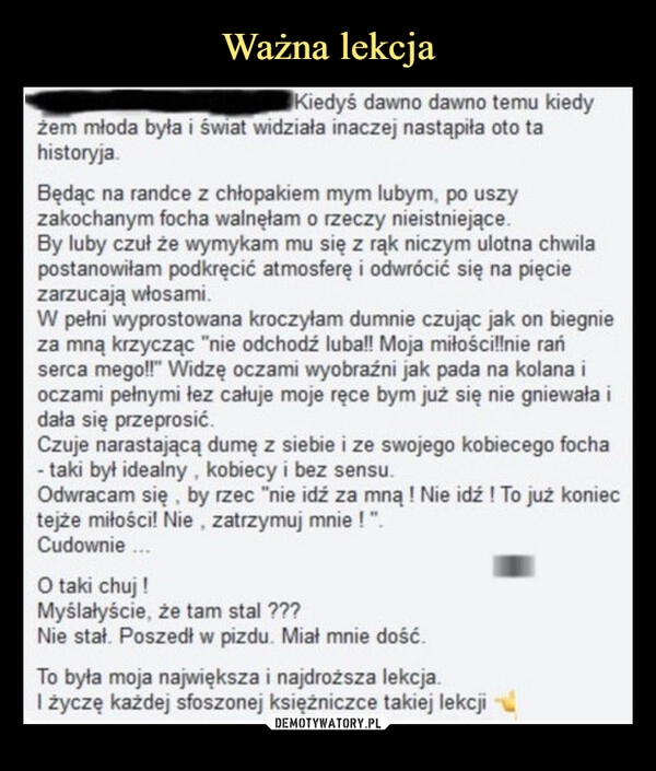 
    Ważna lekcja