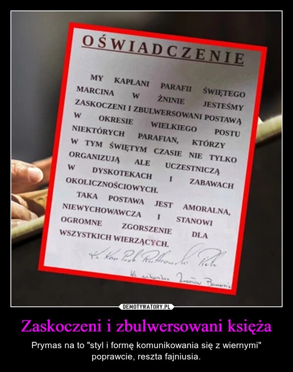 
    Zaskoczeni i zbulwersowani księża