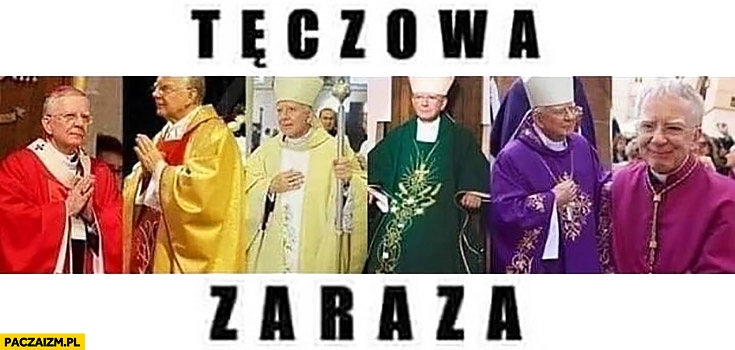 
    Tęczowa zaraza księża sutanna różne kolory tęcza