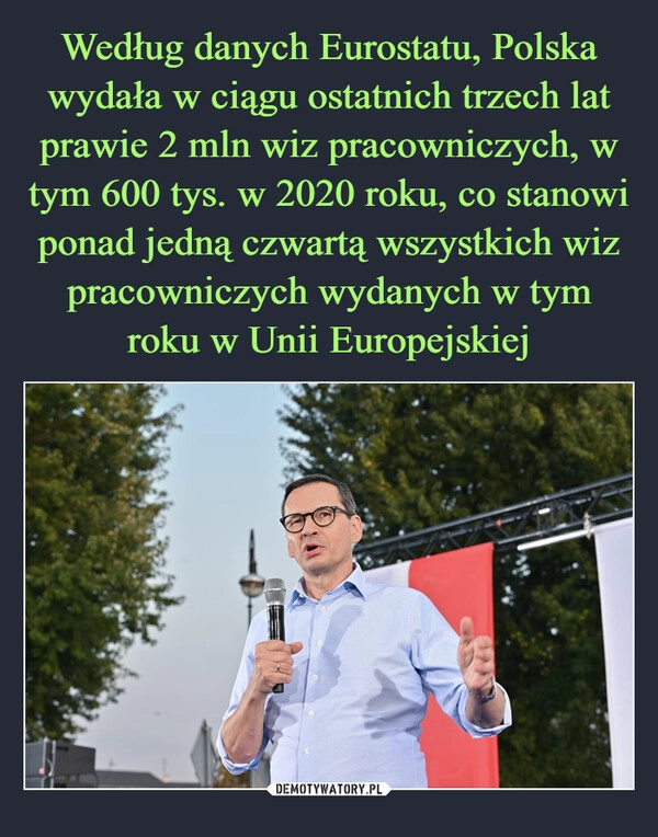 
    Według danych Eurostatu, Polska wydała w ciągu ostatnich trzech lat prawie 2 mln wiz pracowniczych, w tym 600 tys. w 2020 roku, co stanowi ponad jedną czwartą wszystkich wiz pracowniczych wydanych w tym roku w Unii Europejskiej